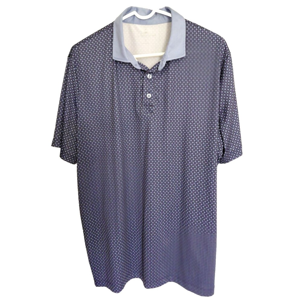 Greyson & Dunn Golf Shirt Mens L Blue Black Geometric